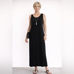Eileen Fisher Sleeveless Maxi Dress | Classic Minimalist Elegance | Large